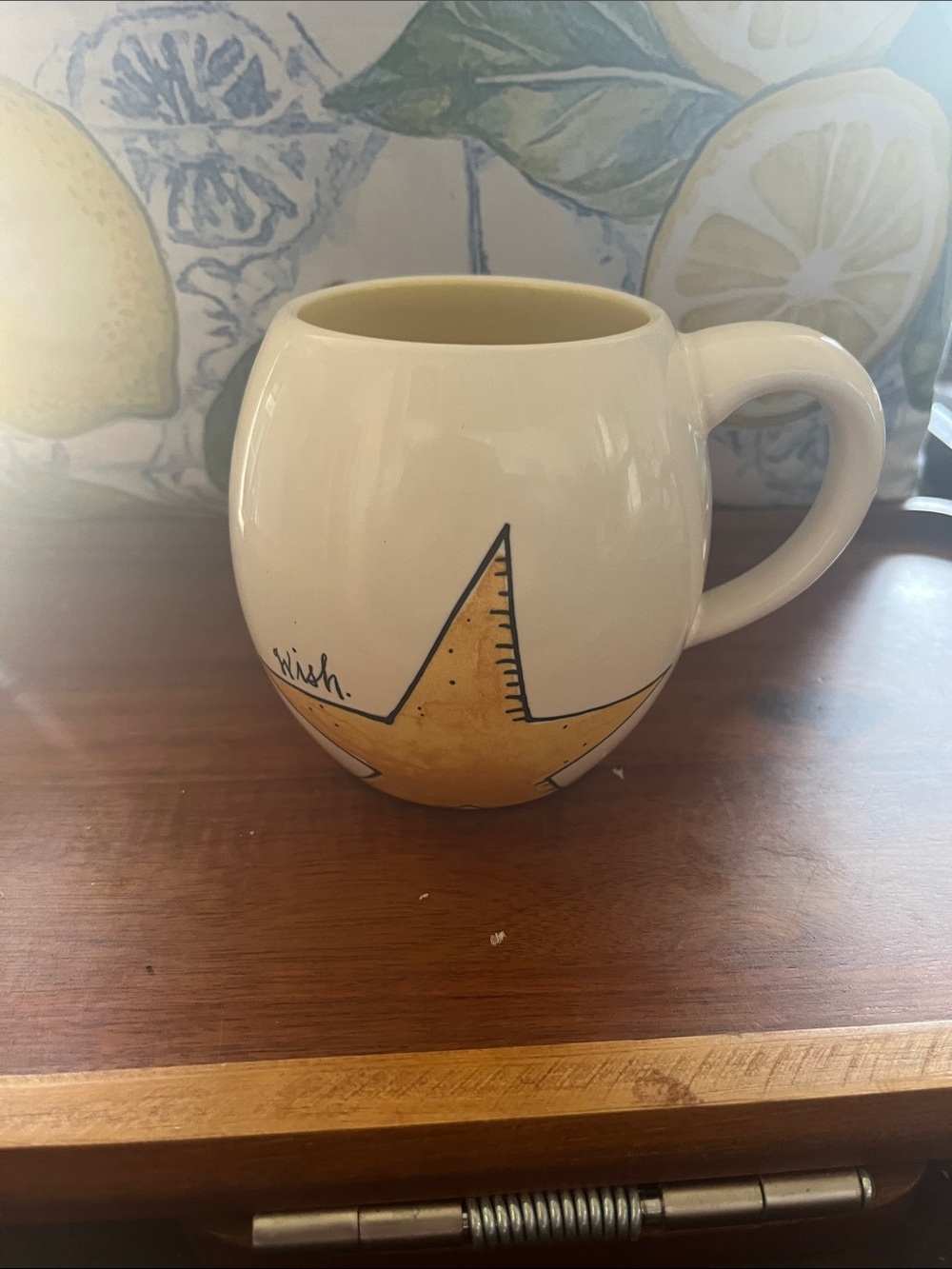 Rae Dunn Cream Mug with Yellow Star Accent